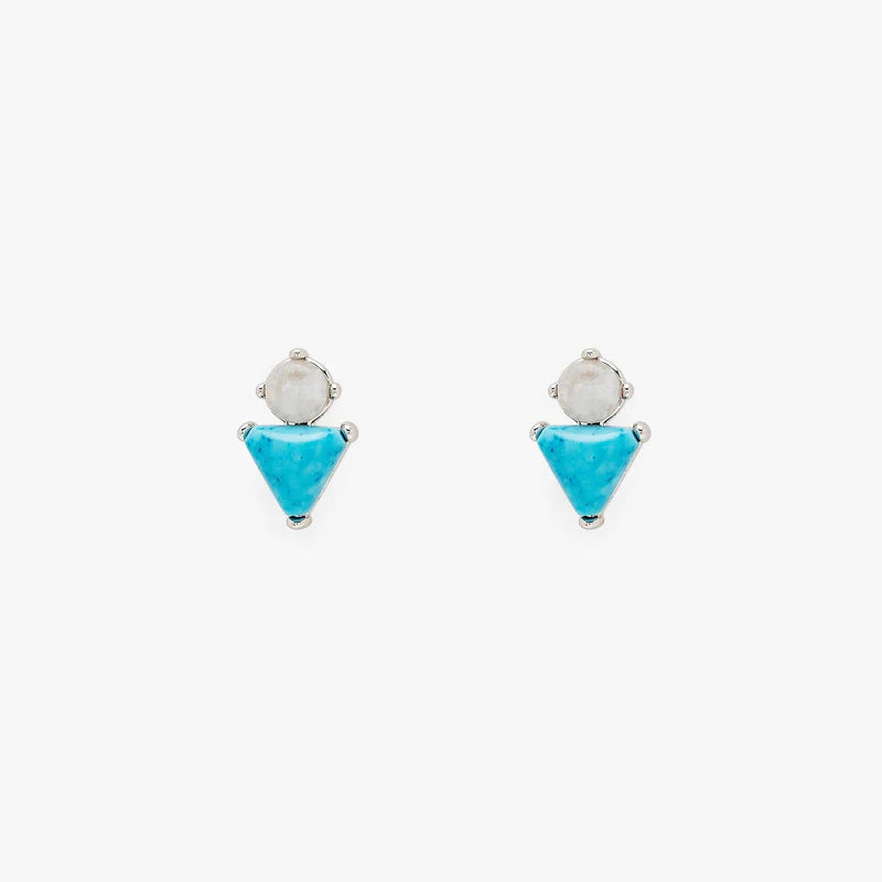 Turquoise & Moonstone Stud Earrings
