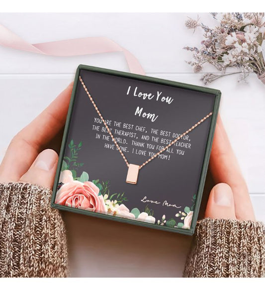 I Love You Mom Rose Gold Necklace