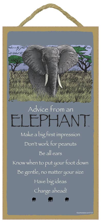 Advice From an Elephant Wood Sign