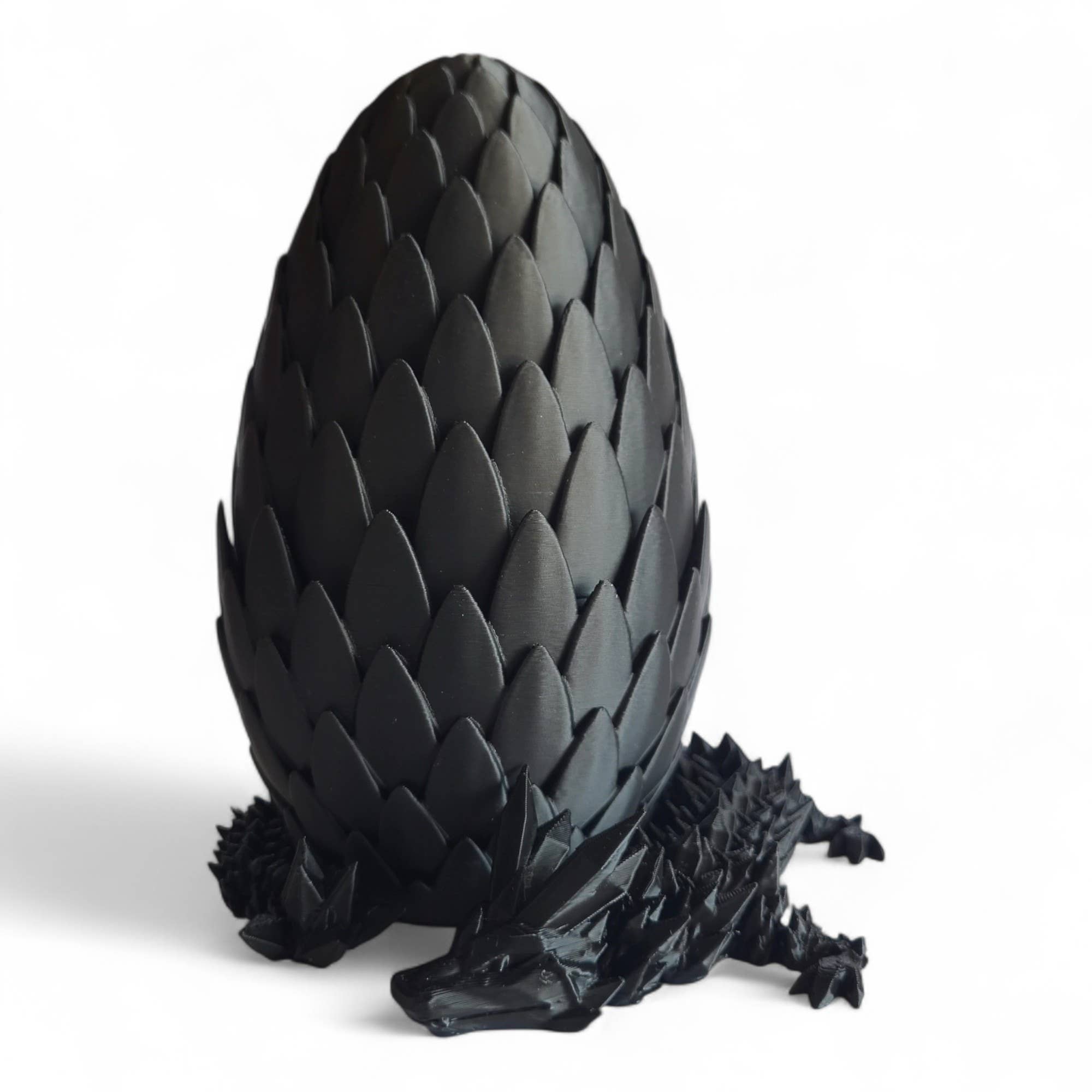 3D Printed 12" Dragon and 6" Egg: Black