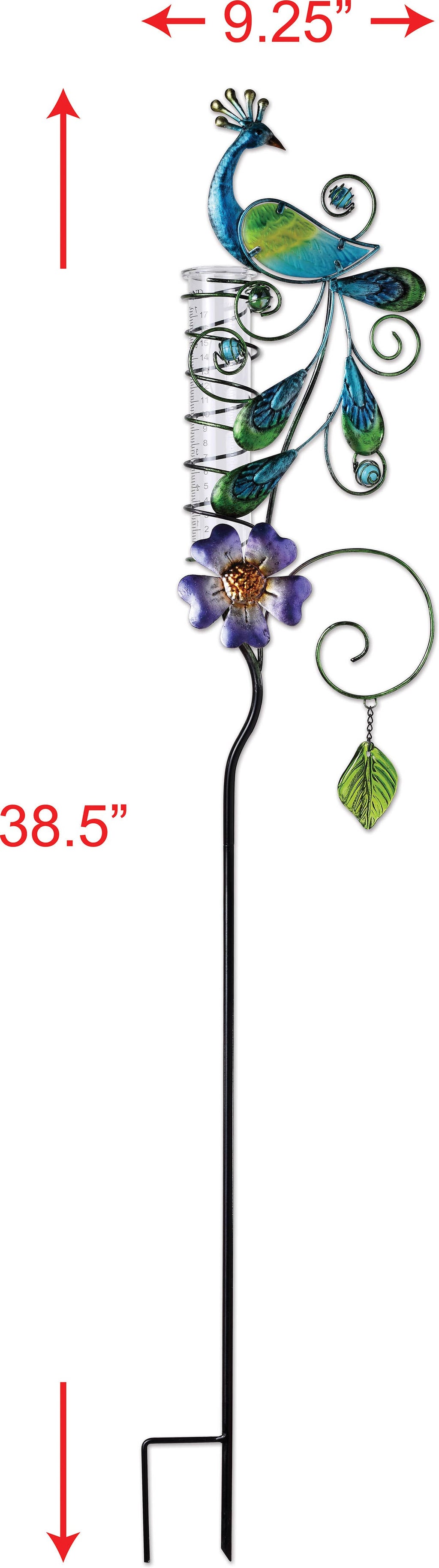 Peacock Rain Gauge Yard Stake