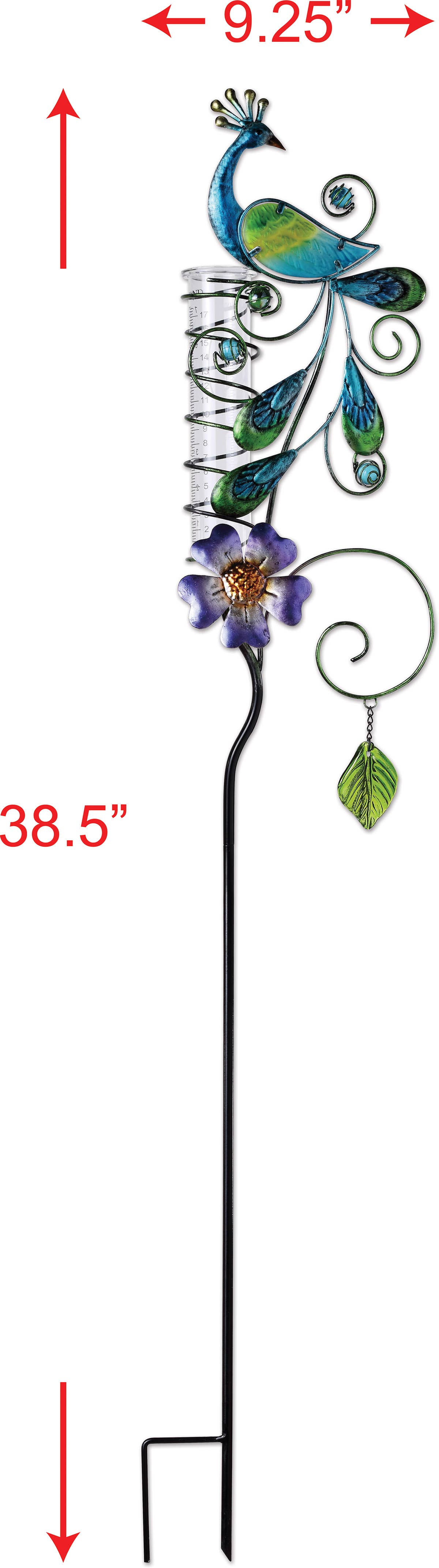 Peacock Rain Gauge Yard Stake