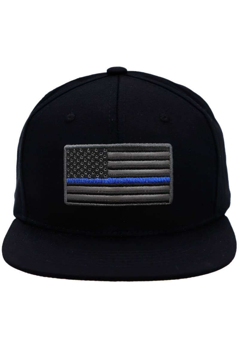 Police Thin Line American Flag Cotton Snapback Cap