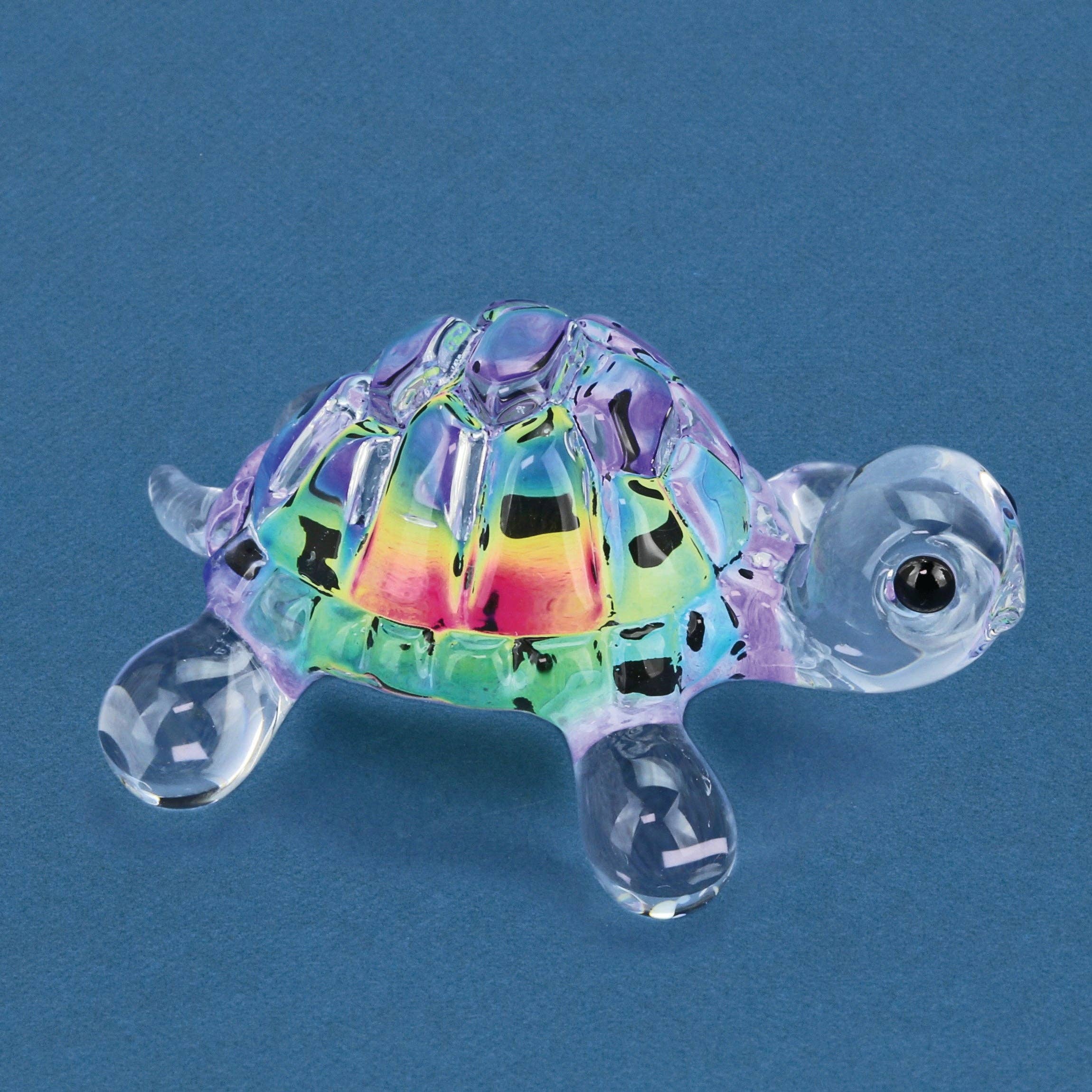 Tie Dye Glass Turtle Figurine
