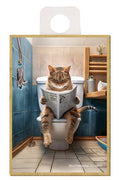 Brown Tabby Cat Sitting on the Toilet Magnet