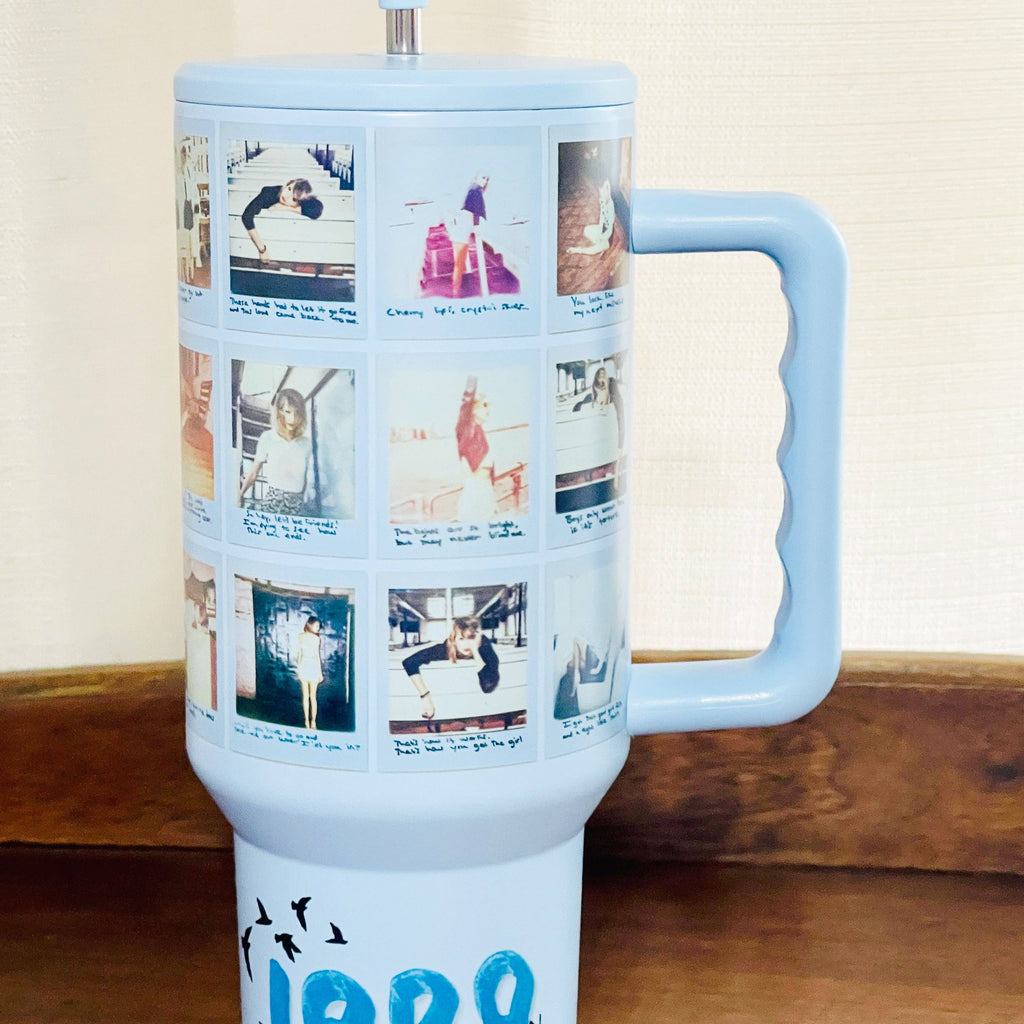 Taylor Swift 1989 Polaroids on Blue Tumbler