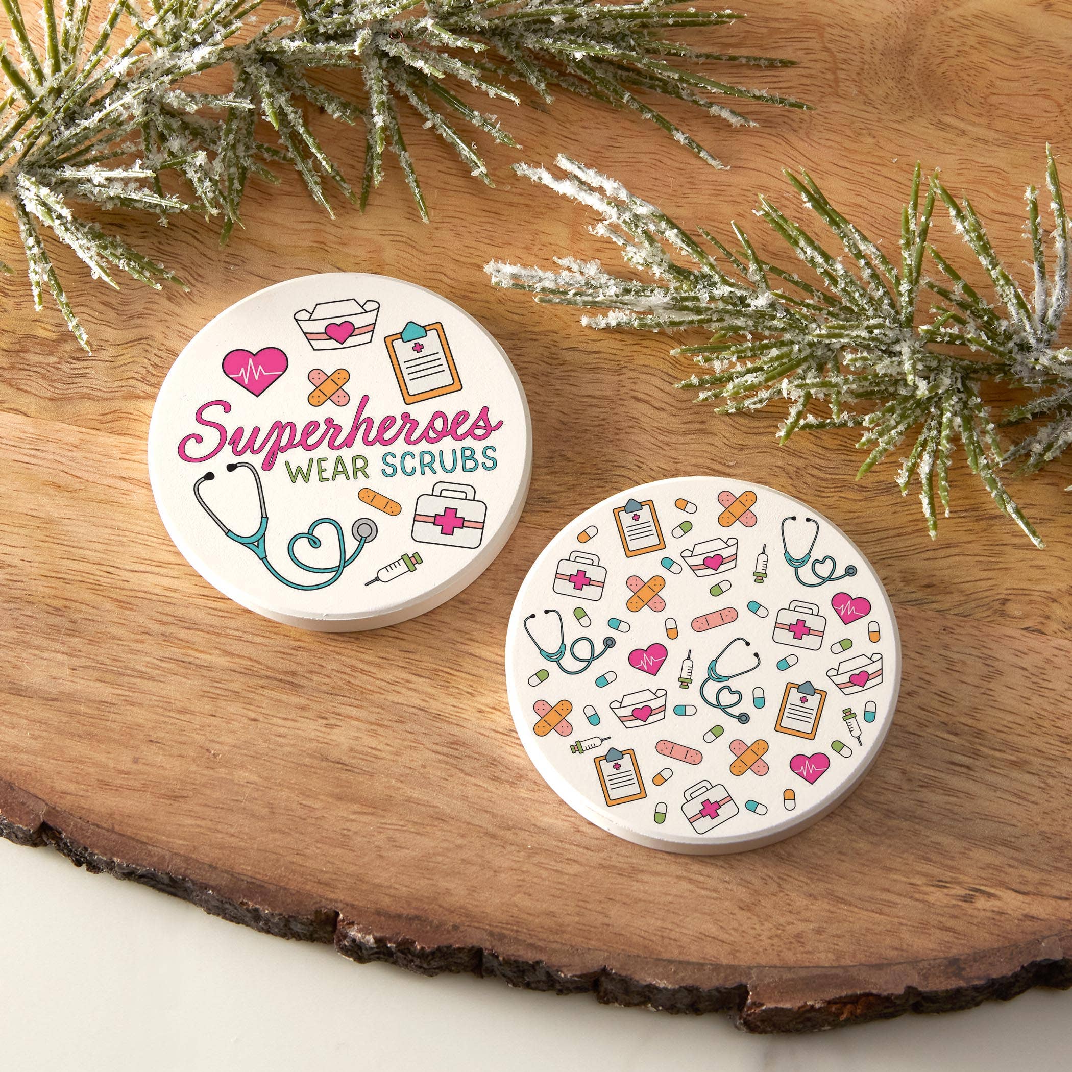 Superheroes Wear Scrubs Car Coasters