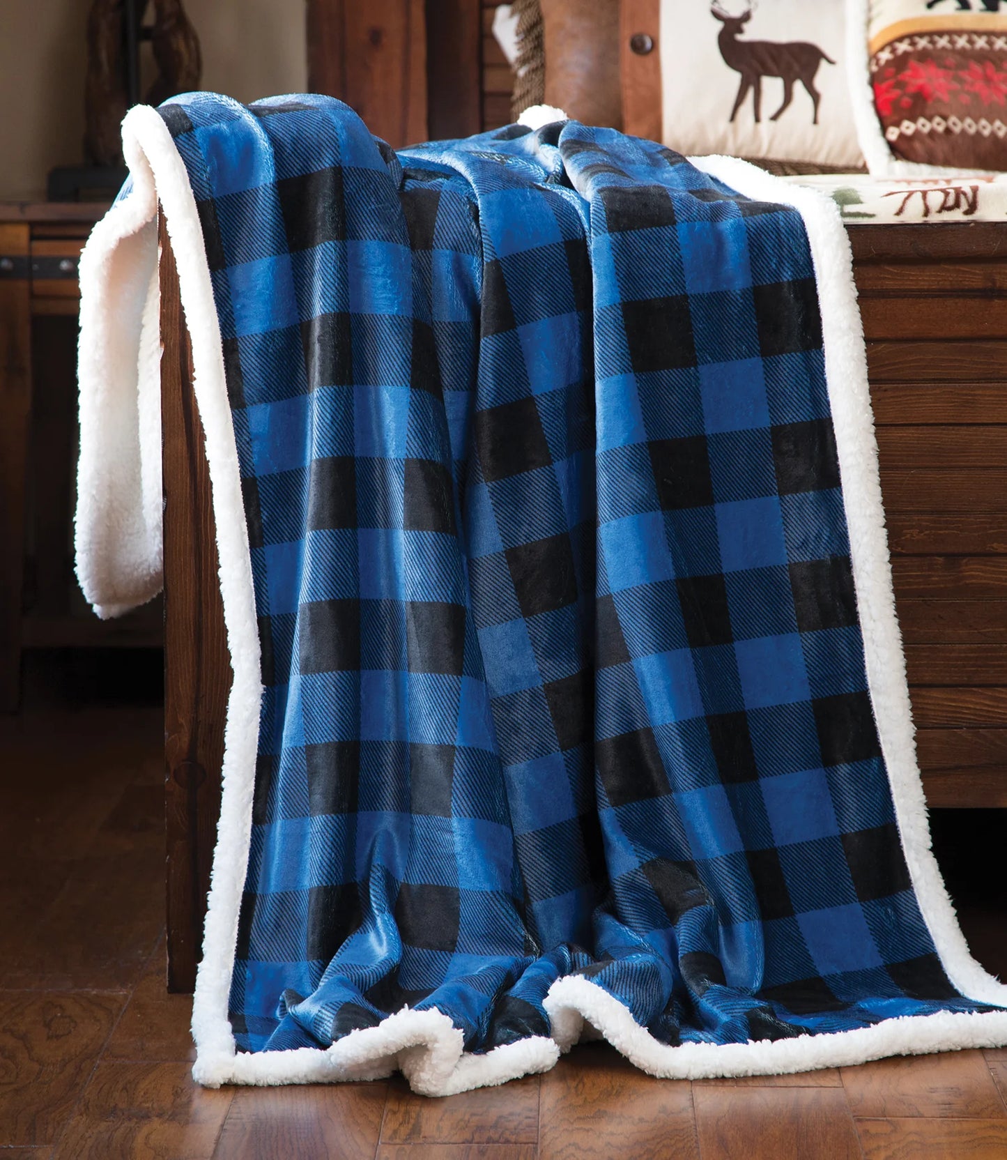 Wrangler Blue Plaid Throw Blanket JW197