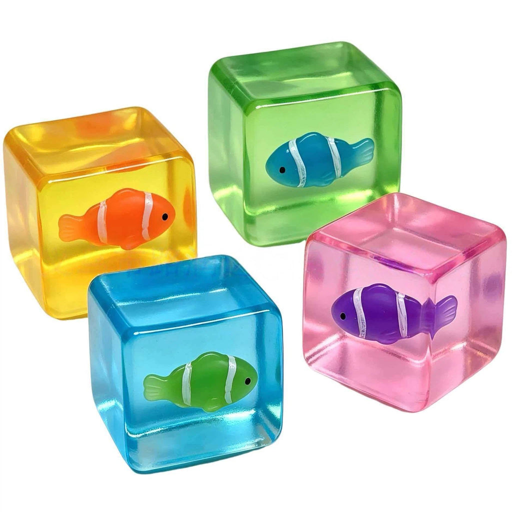 Glow-in-the-Dark Clownfish Ice Cube Squishy Slow Rising Stress Toy: Green