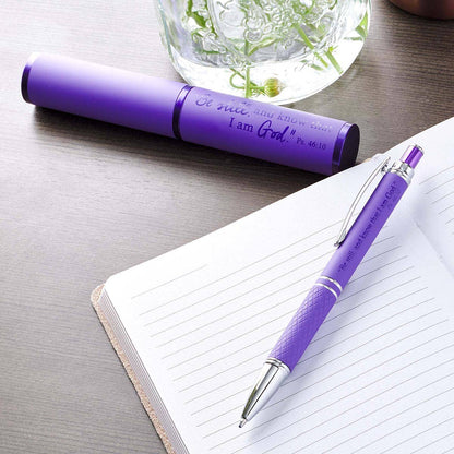 Be Still and Know Purple Gift Pen and Case Psalm 46:10