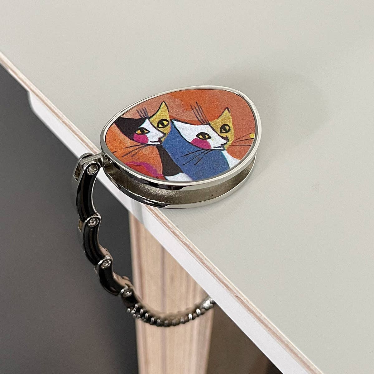 Foldable Purse Hook Hanger: Purple Baguette