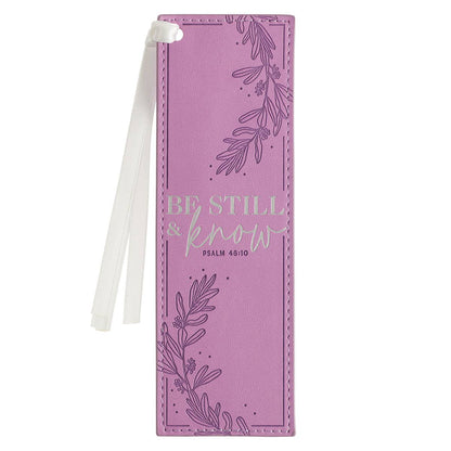 Be Still & Know Lilac Faux Leather Bookmark