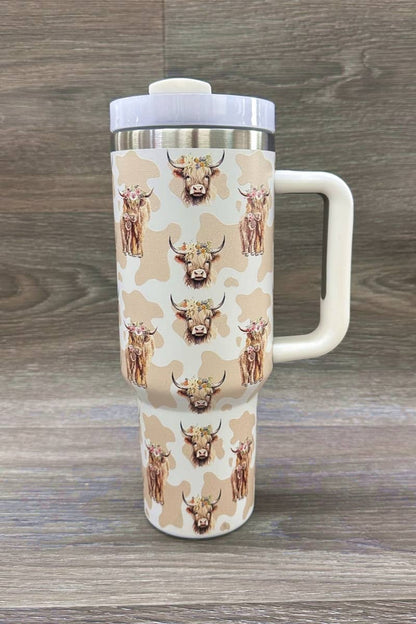 Highland Cow Stainless Steel Tumbler Brown/Cream