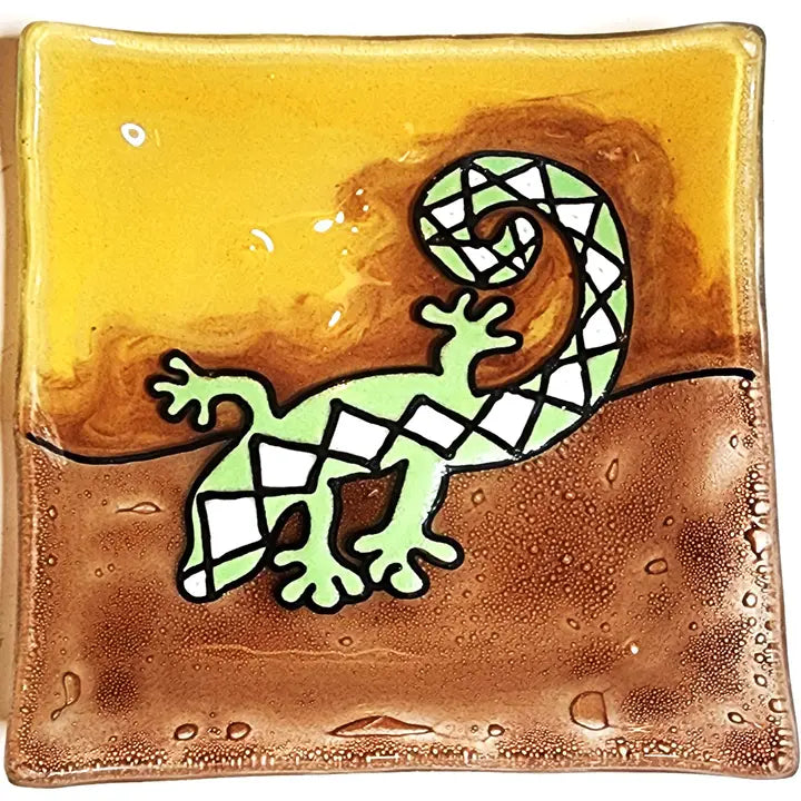 Green Gecko Small Square Glass Dish