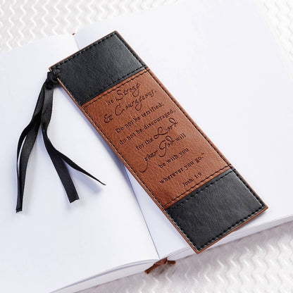 Be Strong & Courageous..Faux Leather Bookmark