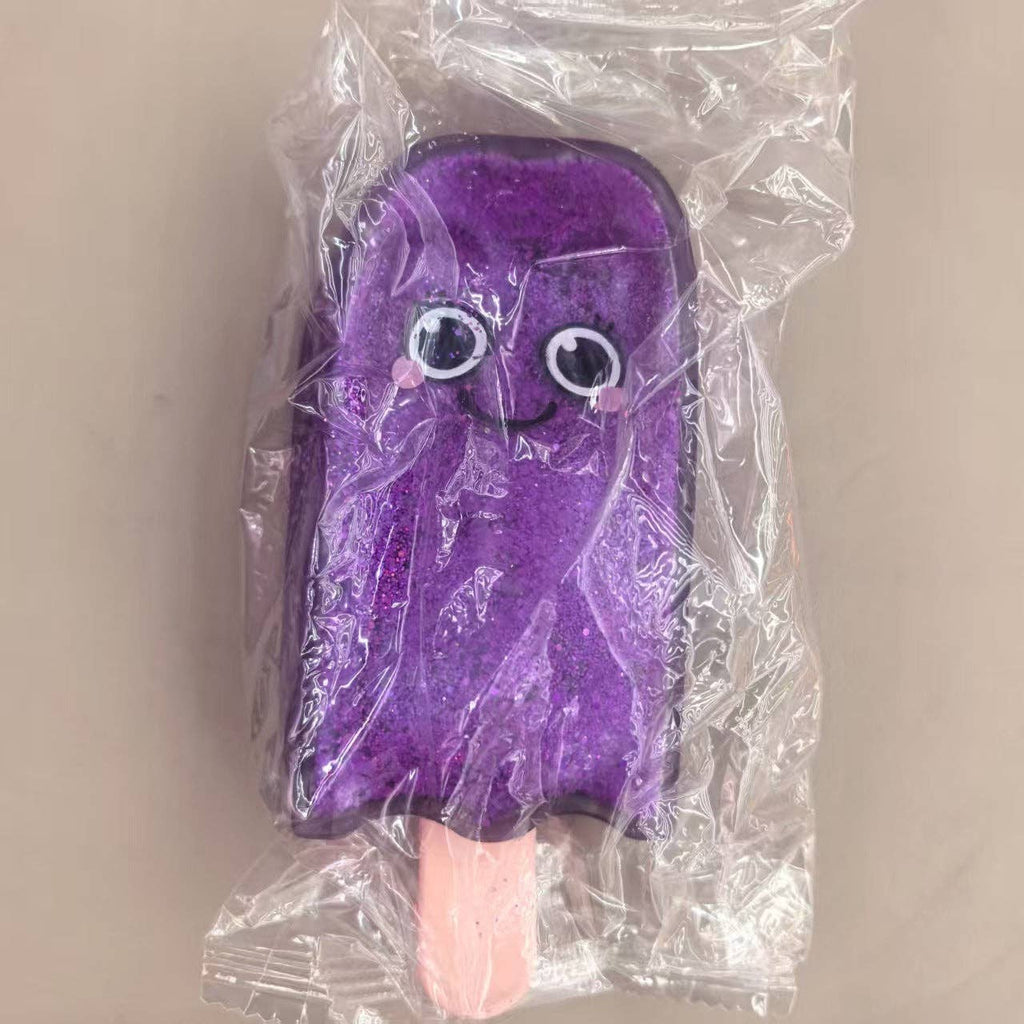 Glitter Popsicle Squishy Stress Relief Soft Squeeze Fidget Sensory Toy: Pink