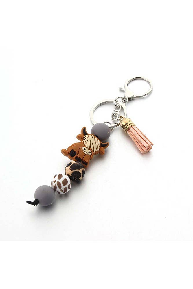 Highland Cow Beads Keyring