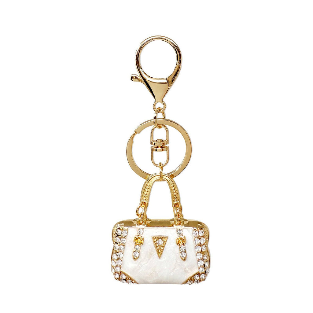 Pink Rhinestone Handbag Shaped Purse Charm Keychain
