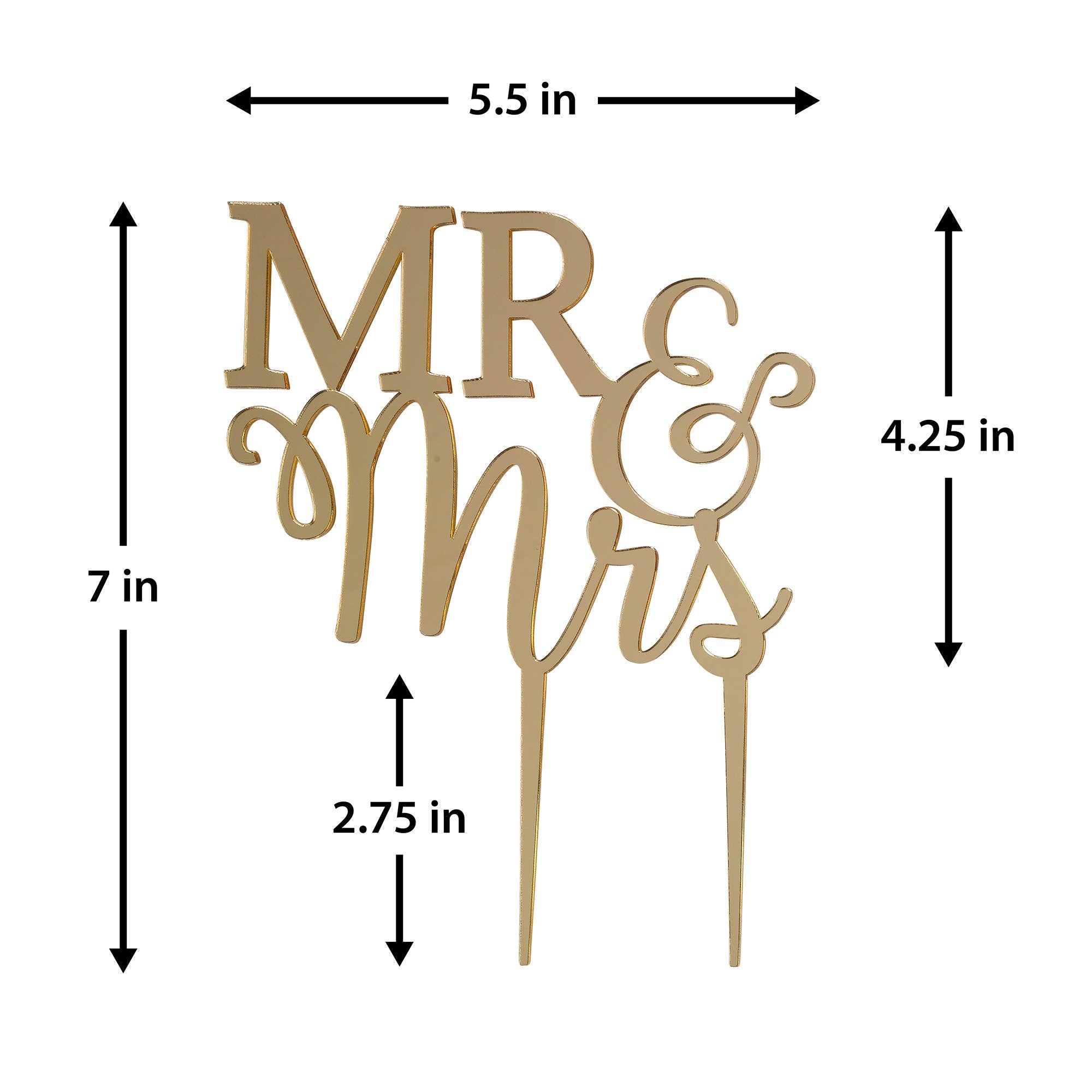 Mr. & Mrs. Gold Laser Cake Pick