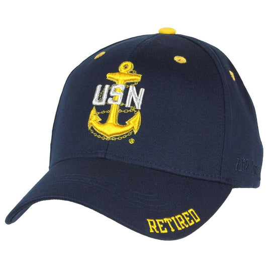 US Navy Retired Chief Twill Hat: Navy Blue
