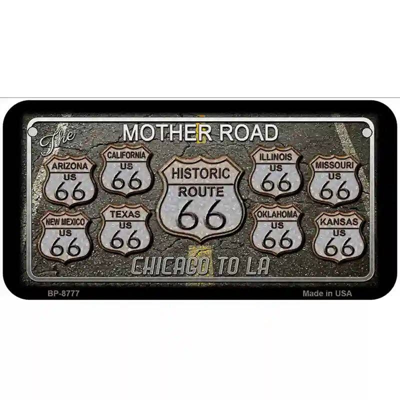 Route 66 Black Top Metal Novelty License Plate