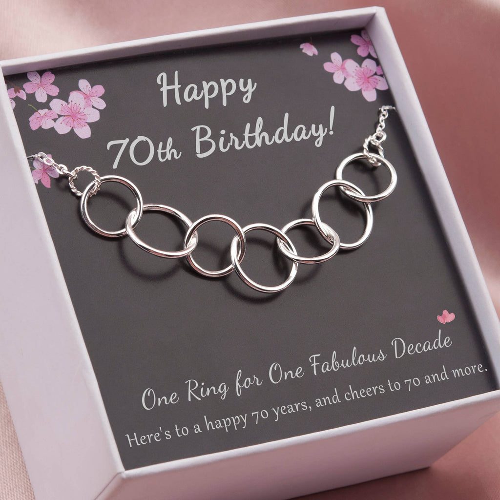 Happy 70th Birthday Sterling Silver Necklace Jewelry Set