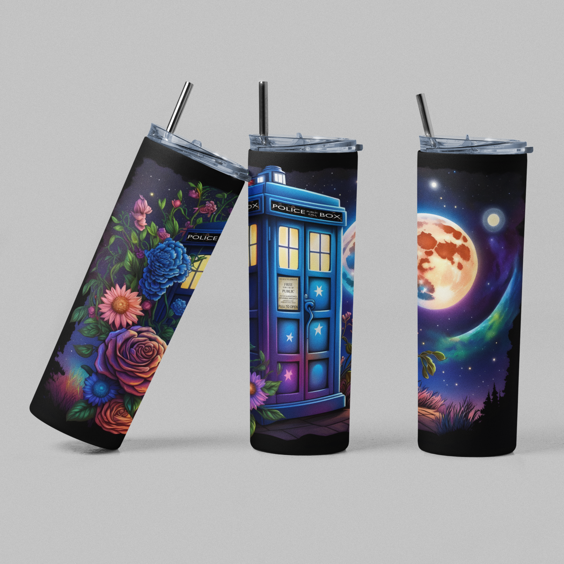 Doctor Who Glaxay Tardis Blue Glow Tumbler
