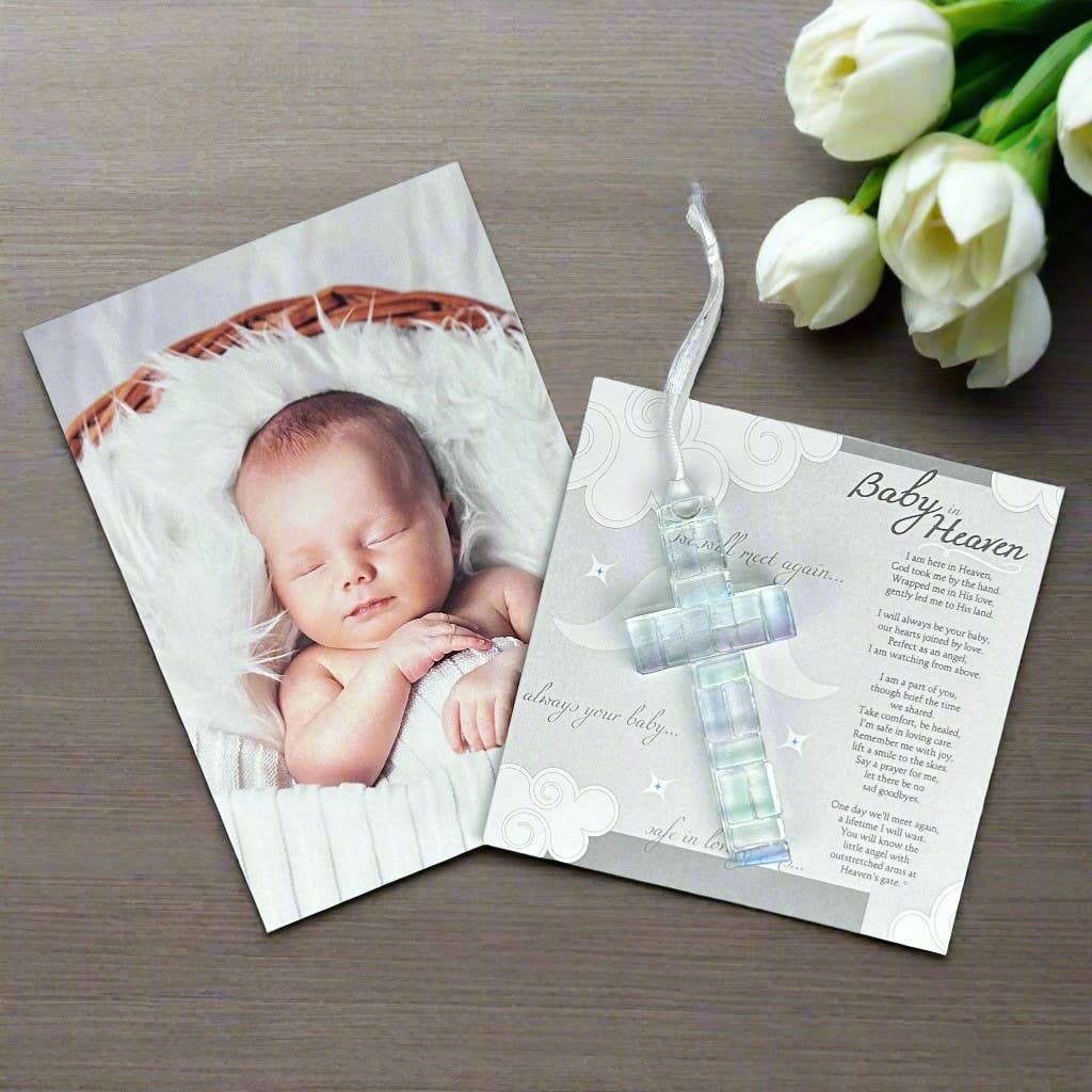 Baby in Heaven Infant Memorial Clear Mosaic Cross