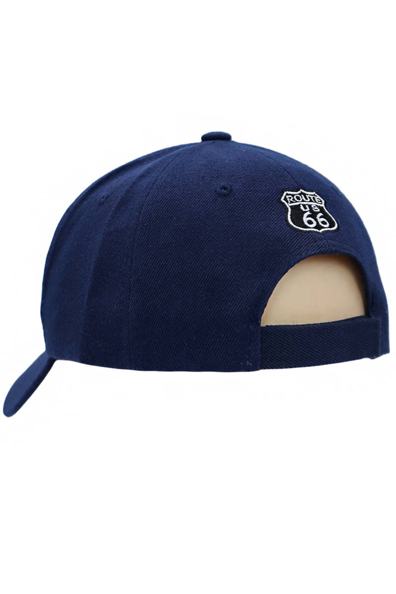 Route 66 Emblem The Mother Road Logo Baseball Cap: Navy Blue