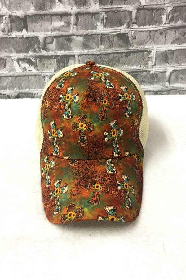 Cross Print Baseball Hat