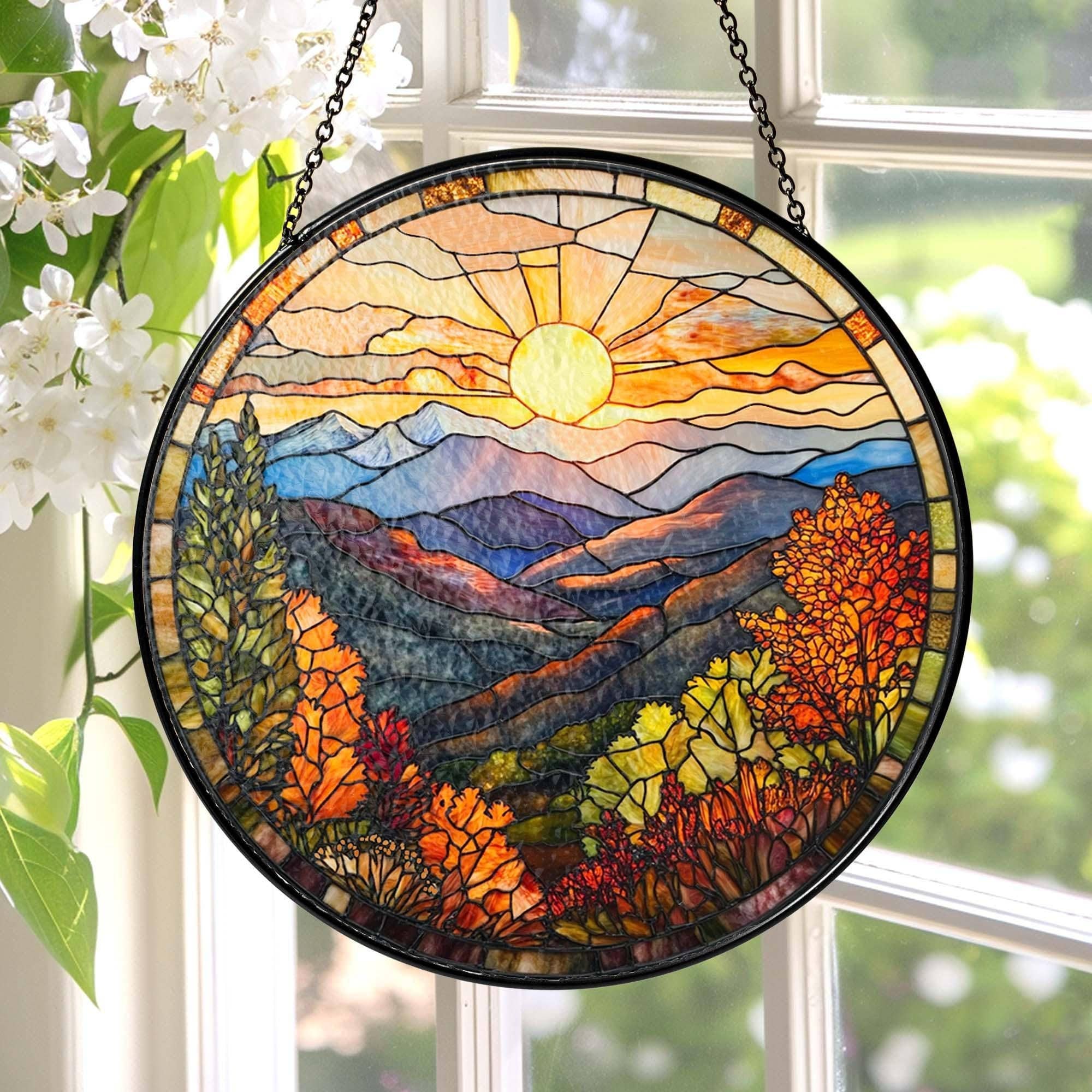 Smoky Mountains Stained Glass Suncatcher
