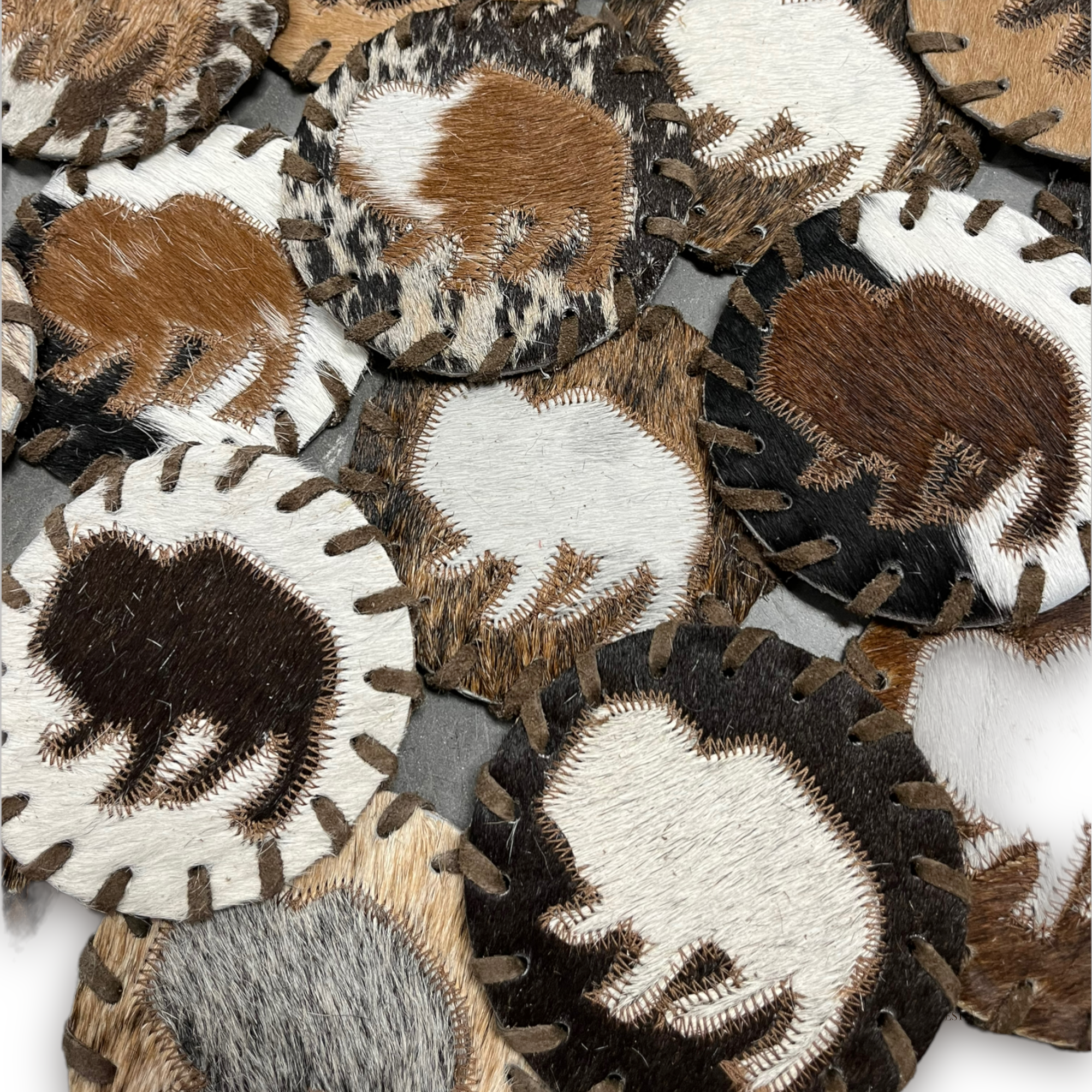 Cowhide Buffalo Coaster - 4pc set