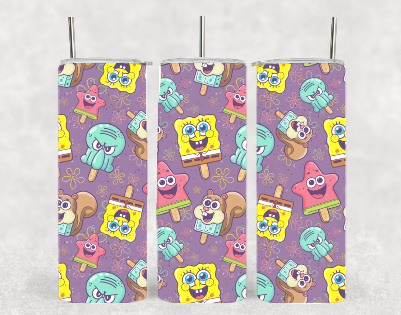 SpongeBob Sandy Cheeks Patrick Squidward Cartoon Tumbler