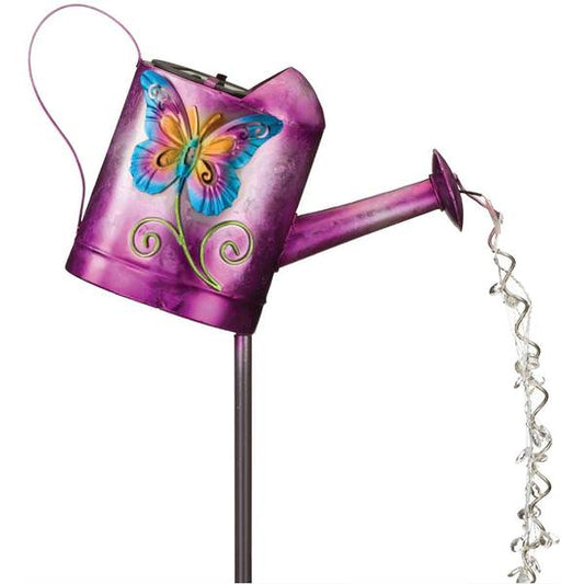 Watering Can Butterfly Solar Stake