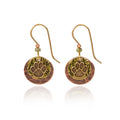 Silver Forest Paw Print Copper Round Earrings