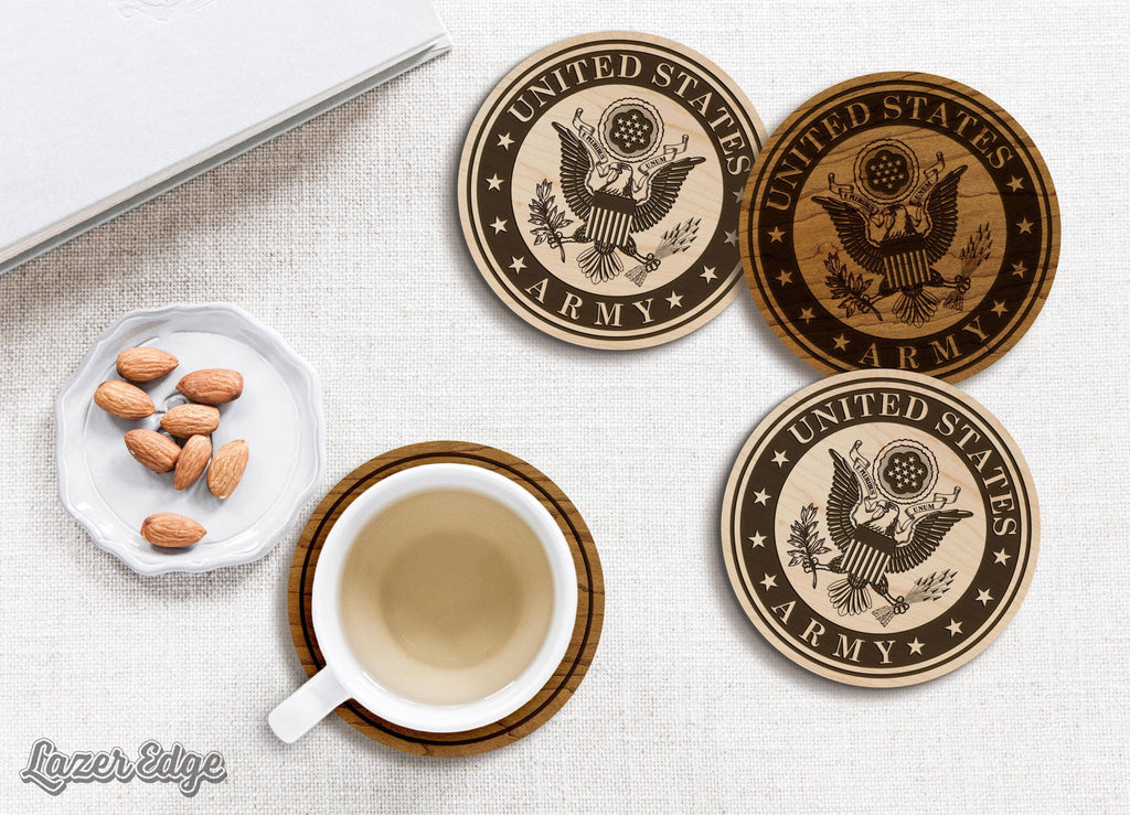 United States Army Seal Coaster - Maple Wood