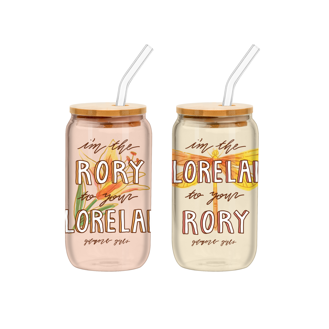 Gilmore Girls Rory Lorelai Script 2pk 16oz Glass Tumbler