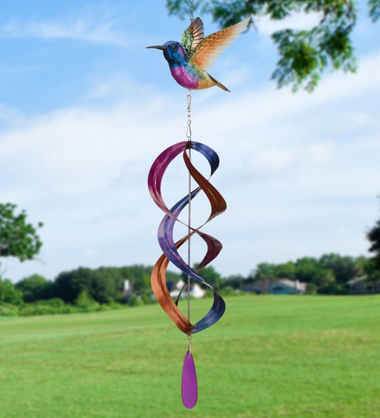 Hummingbird Hanging Wind Spinner Purple Coronet