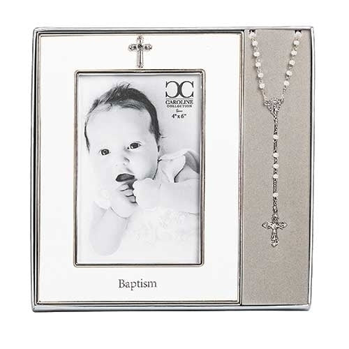 Baptism Photo Frame with Rosary