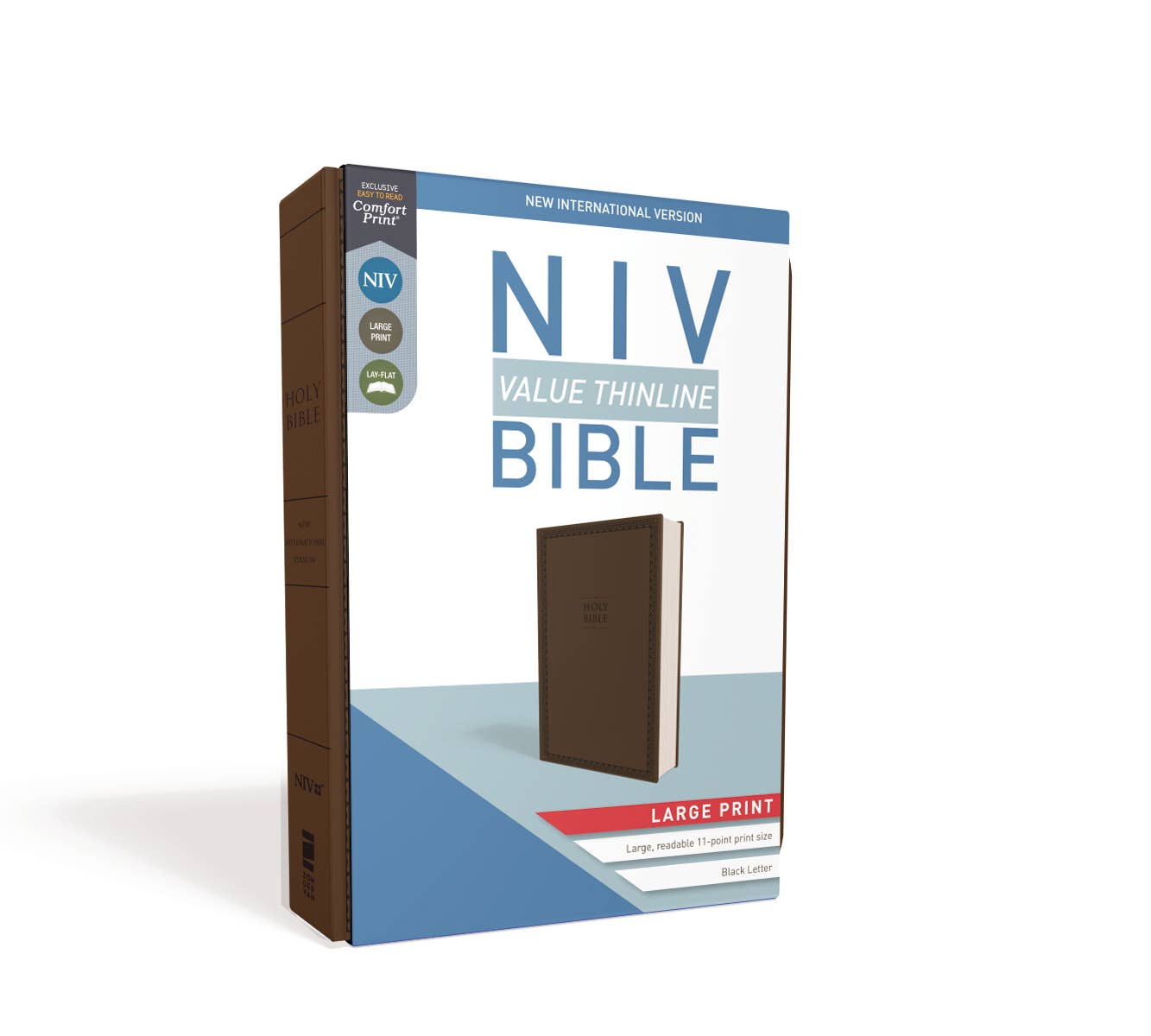 NIV Value Thinline Bible, Large Print, Leathersoft, Brown
