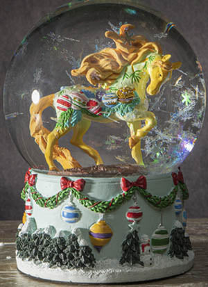 Vintage Christmas Painted Ponies Waterglobe
