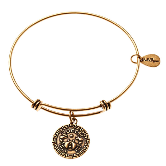 Cancer Zodiac Gold Expandable Bangle Charm Bracelet