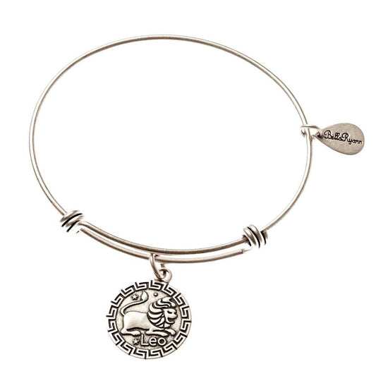Leo Zodiac Silver Expandable Bangle Charm Bracelet