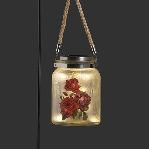 Roses Glass Jar Solar Stake