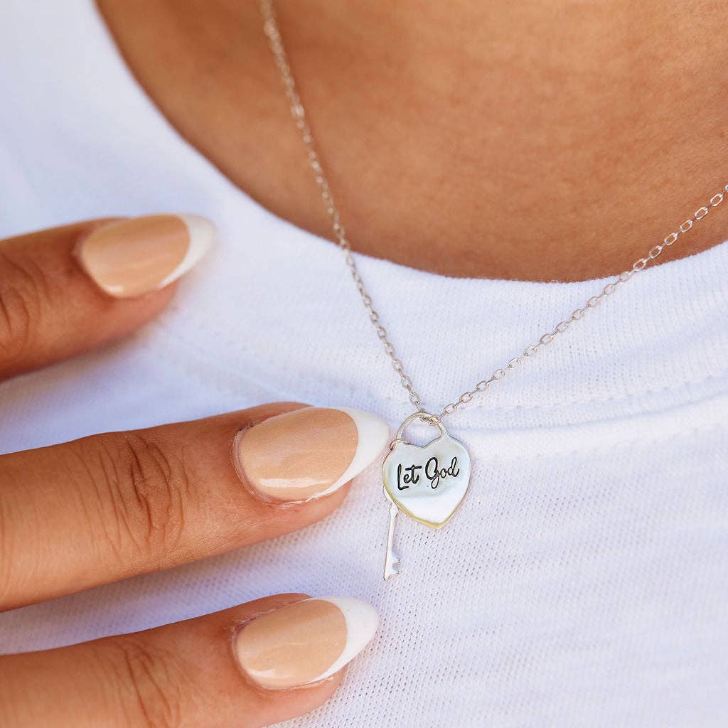 Let God Heart and Key Necklace