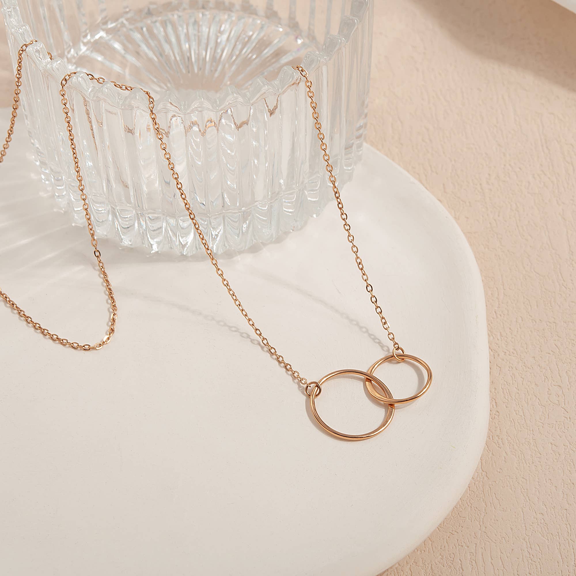 Happy 50th Birthday Card and Infinity Ring Necklace Jewelry: Rose Gold