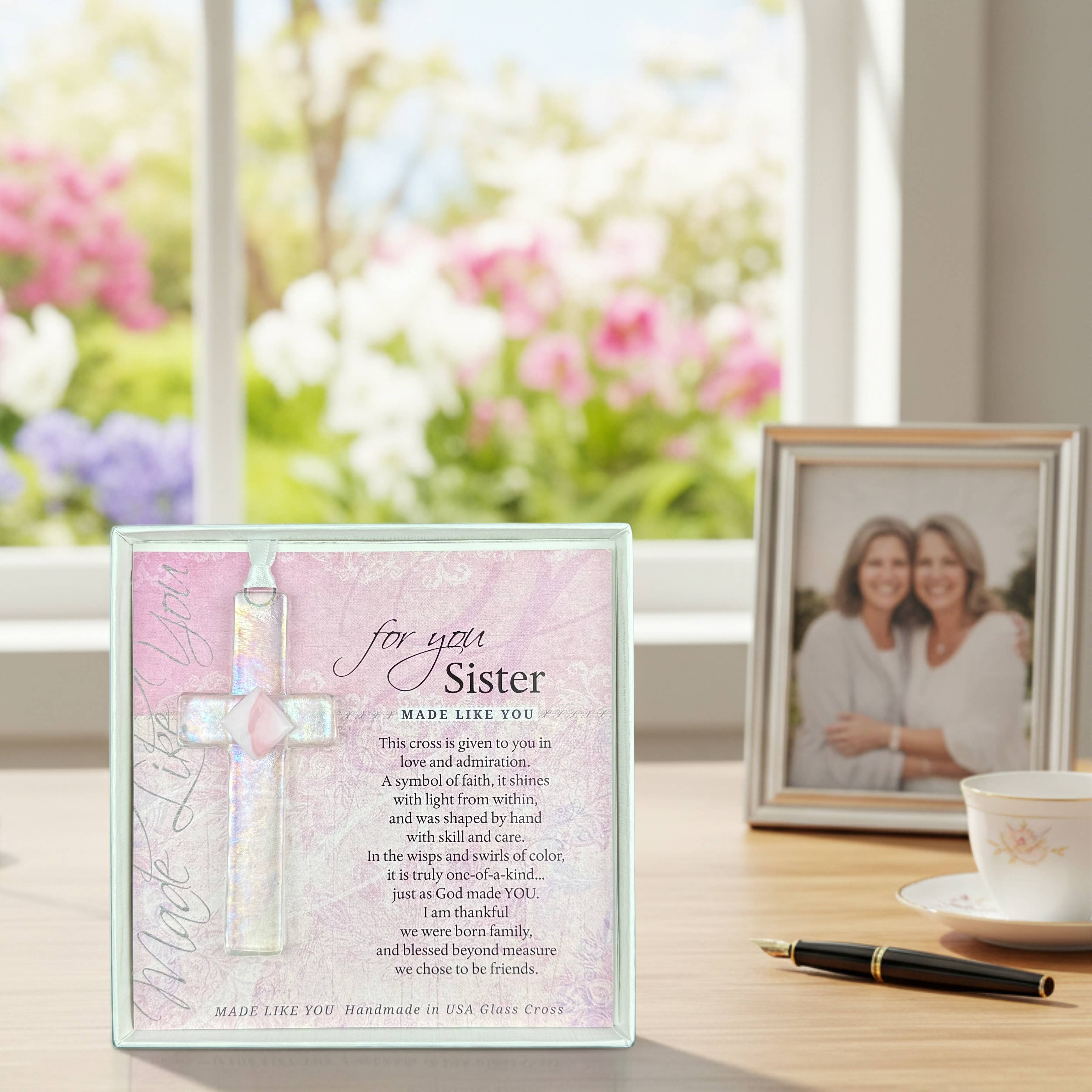 For You Sister Handmade Glass Cross