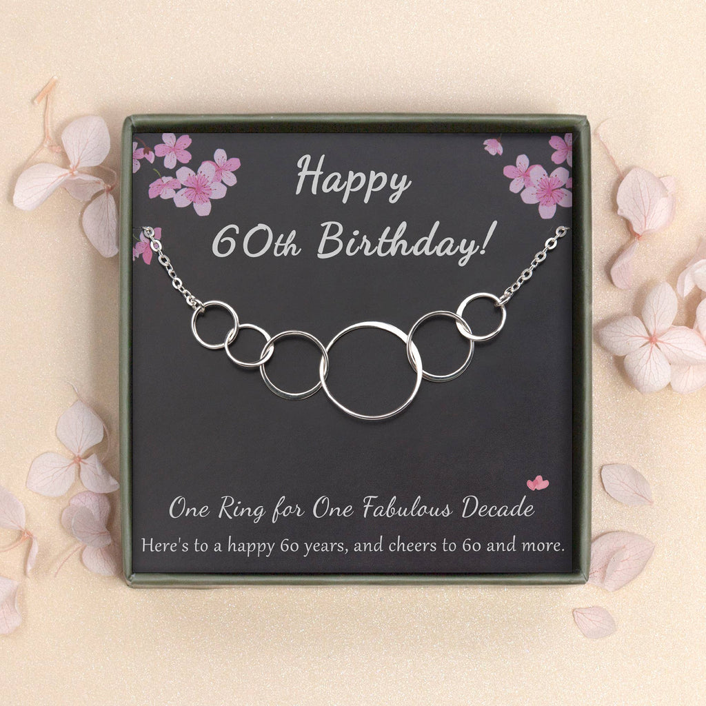 Happy 60th Birthday Sterling Silver Necklace Jewelry Set