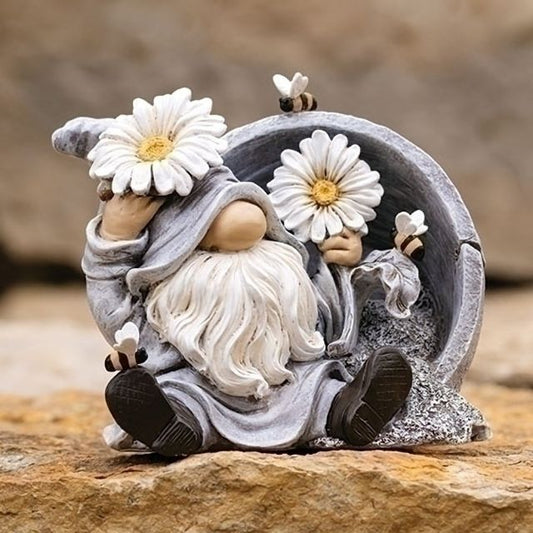 Gnome in Flower Pot Statue