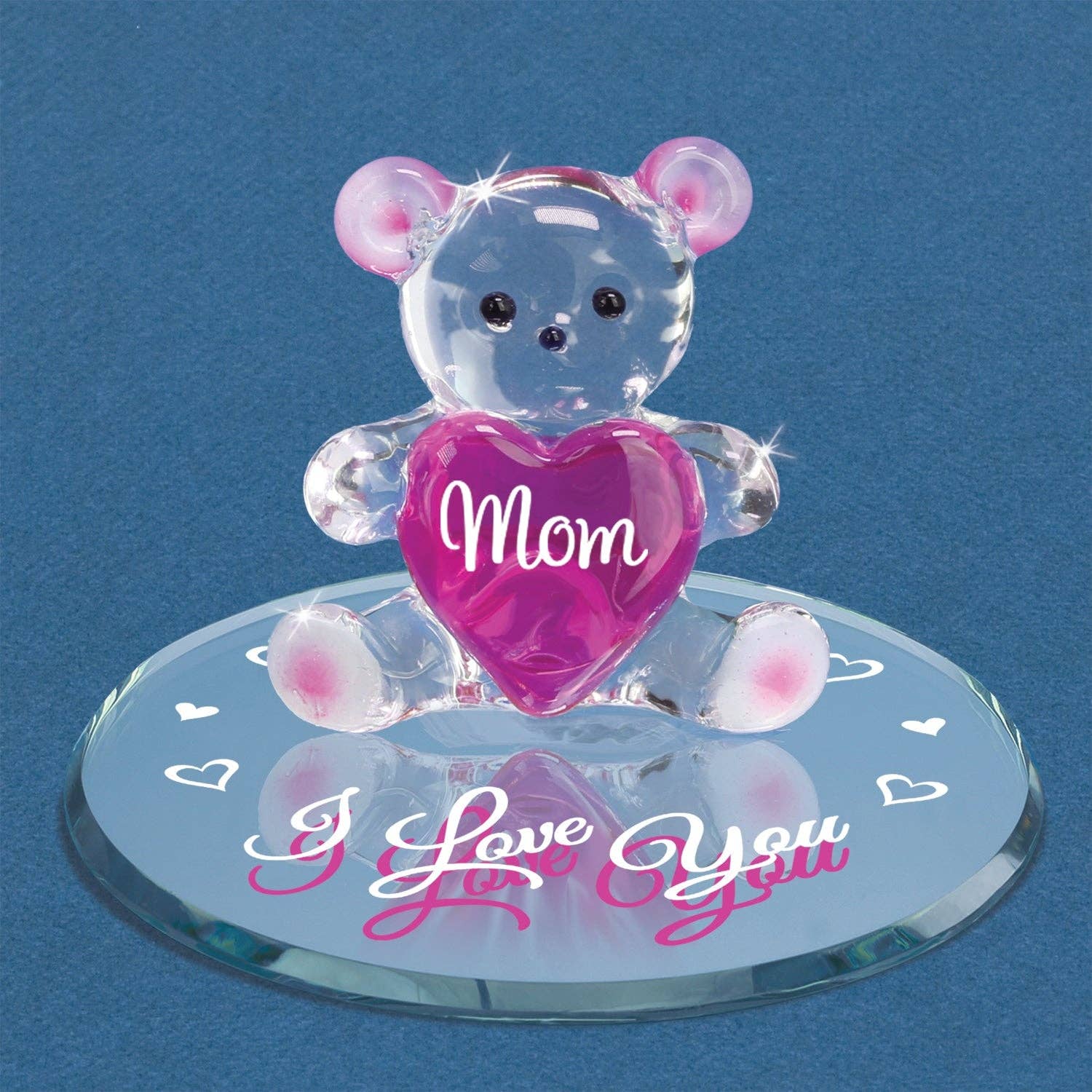 "Mom I Love You" Glass Bear Figurine